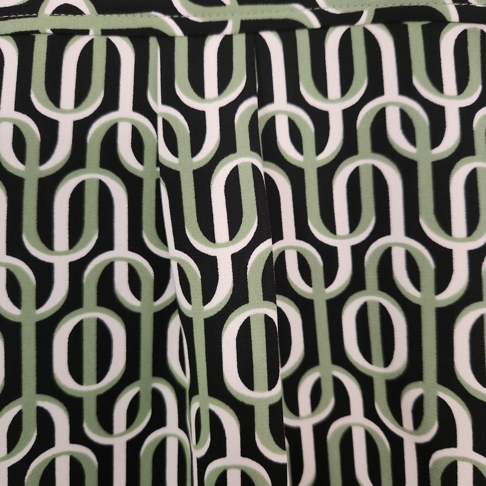 Alfani Black and White Geometric Blouse with Green Accents - Picture 7 of 10